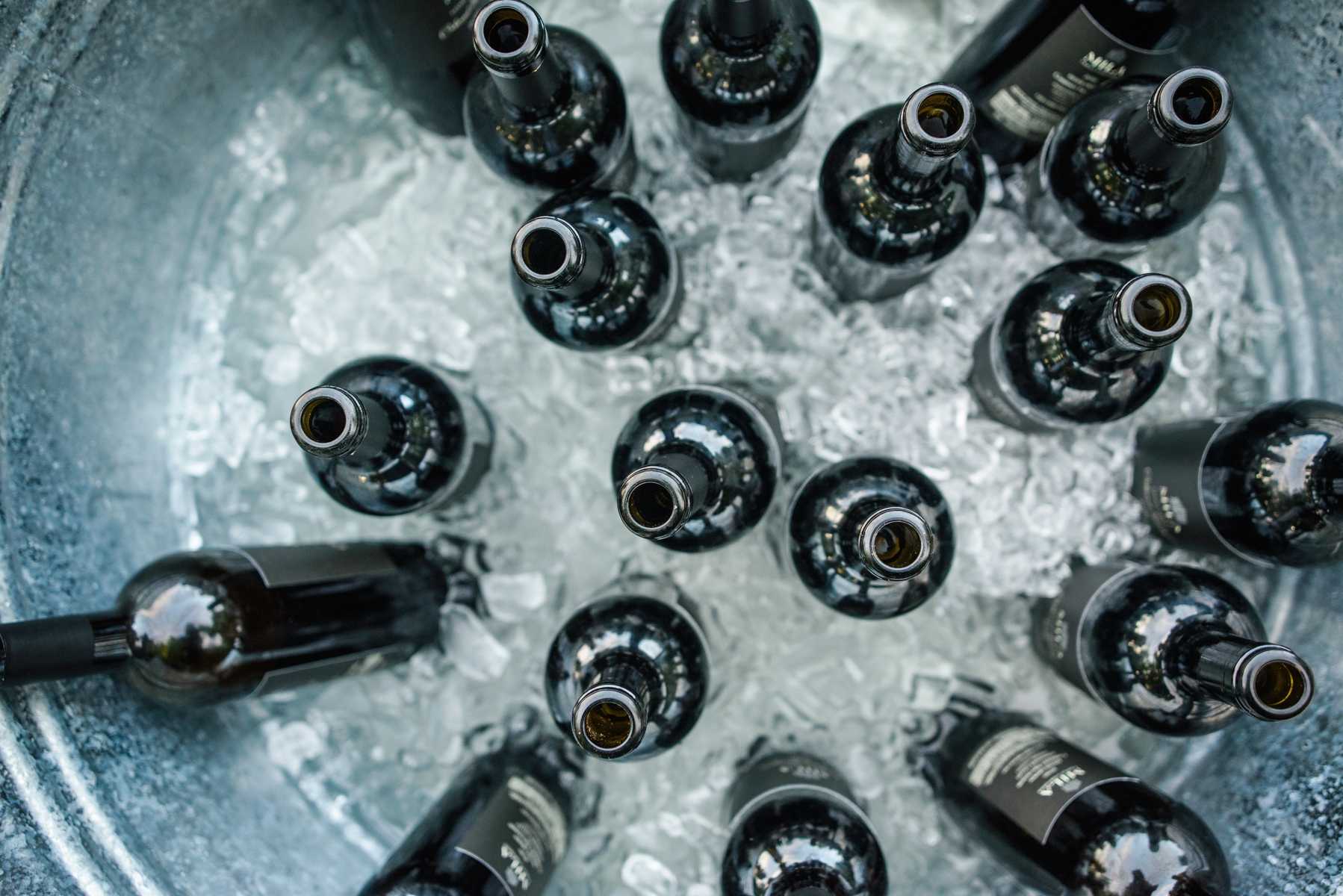 Bottles in an ice bucket