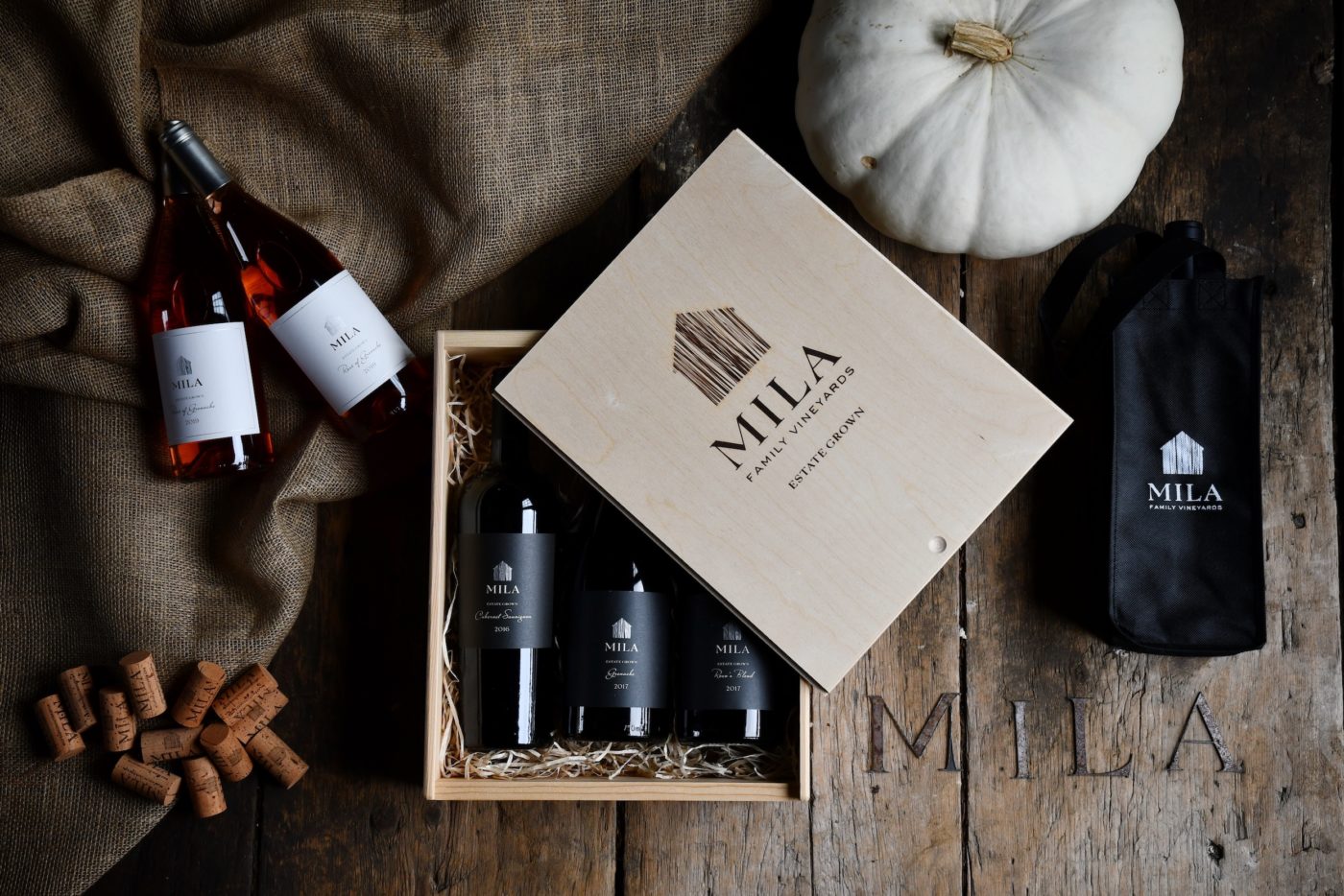Mila bottles, fall scene